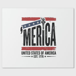 Vintage Merica Patriottisch Versleten Shirt Ontwer Cadeaupapier