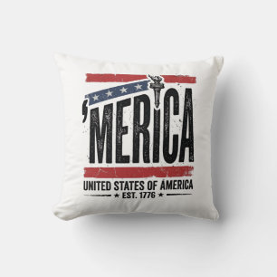 Vintage Merica Patriottisch Versleten Shirt Ontwer Kussen
