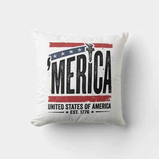 Vintage Merica Patriottisch Versleten Shirt Ontwer Kussen (Voorkant)