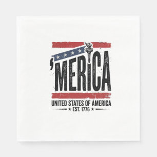 Vintage Merica Patriottisch Versleten Shirt Ontwer Servet