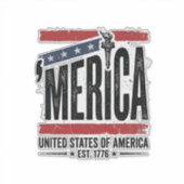 Vintage Merica Patriottisch Versleten Shirt Ontwer Sticker (Voorkant)
