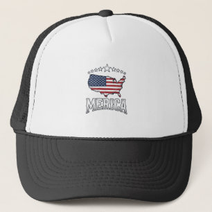 Vintage Merica Patriottische Vlag Kaart Shirt Ontw Trucker Pet