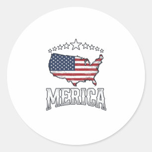 Vintage Merica Patriottische Vlag Landkaart Shirt  Ronde Sticker