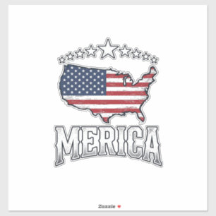 Vintage Merica Patriottische Vlag Landkaart Shirt  Sticker
