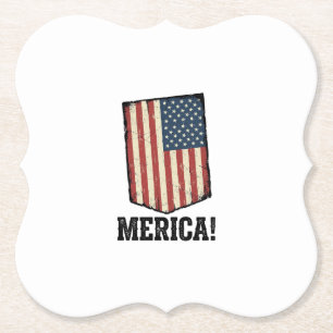 Vintage Merica Vlag Patriottisch Grafisch T-shirt_ Kartonnen Onderzetters