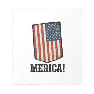 Vintage Merica Vlag Patriottisch Grafisch T-shirt_ Notitieblok