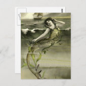 Vintage mermaïd afbeelding briefkaart (Voorkant / Achterkant)