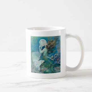Vintage Mermaid Holding Pearl Koffiemok