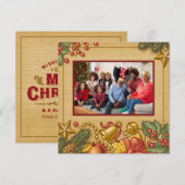 Vintage Merry Christmas New Year card Feestdagenkaart (Voorkant / Achterkant)