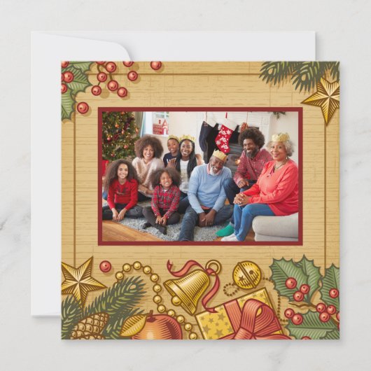 Vintage Merry Christmas New Year card Feestdagenkaart (Voorkant)