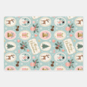 Vintage Merry Christmas Pattern Wrapping Paper (Voorkant)
