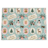 Vintage Merry Christmas Pattern Wrapping Paper Groot Cadeauzakje (Voorkant)