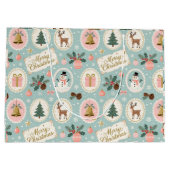 Vintage Merry Christmas Pattern Wrapping Paper Groot Cadeauzakje (Achterkant)