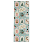 Vintage Merry Christmas Pattern Wrapping Paper Wijn Cadeautas (Voorkant)
