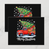 Vintage Merry Christmas Red Truck Funny Santa Tree (Voorkant / Achterkant)