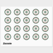 Vintage Merry Christmas Snowflake Round Holiday  Ronde Sticker (Vel)