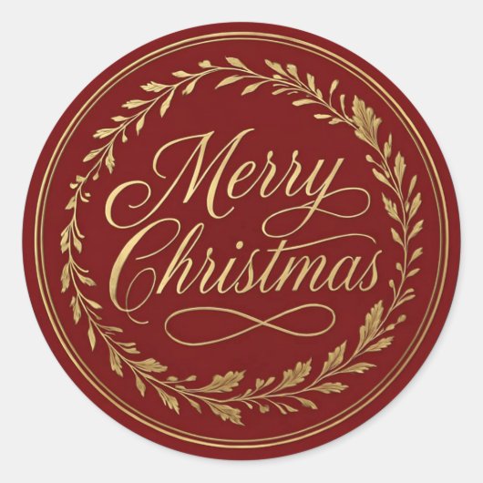 Vintage Merry Christmas Stickers | Elegant Gold (Voorkant)