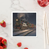 Vintage Merry Christmas Train In Snow Servet (Insitu)