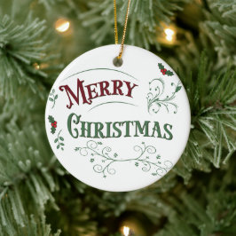 Vintage Merry Christmas Typography Keramisch Ornament