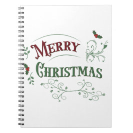 Vintage Merry Christmas Typography Notitieboek