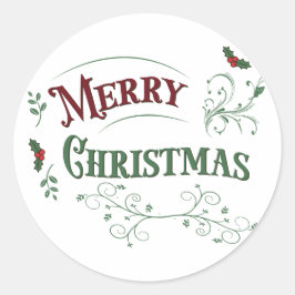 Vintage Merry Christmas Typography Ronde Sticker