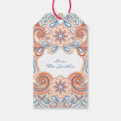 Vintage Merry Xmas with orange flowers Cadeaulabel (Achterkant)