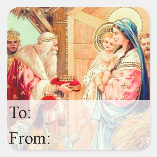 Vintage met drie koningen kerstcadeau Label (Voorkant)