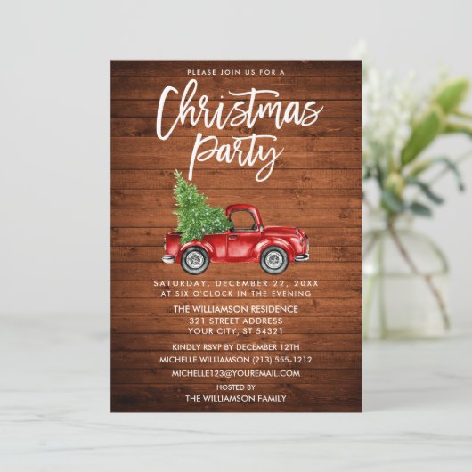 Vintage met houtenpenseel Vrachtkerstfeest Kaart (Staand voorkant)