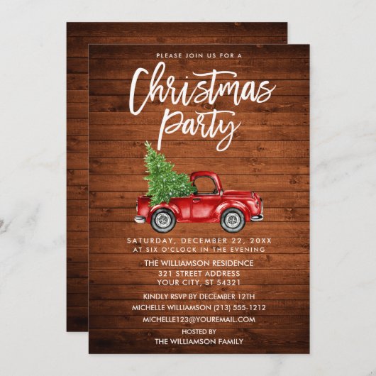 Vintage met houtenpenseel Vrachtkerstfeest Kaart (Voorkant / Achterkant)