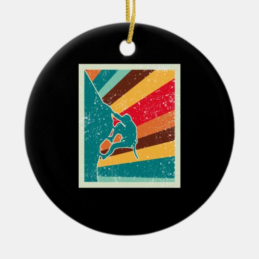 Vintage met rotsclimmer keramisch ornament (Voorkant)
