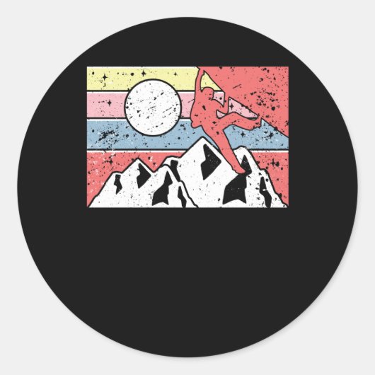 Vintage met rotsclimmer ronde sticker (Voorkant)