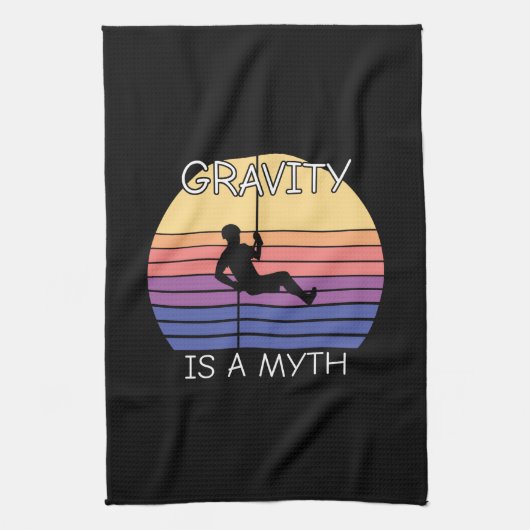 Vintage met rotsclimmer theedoek (Verticaal)