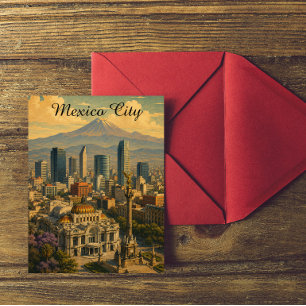 Vintage Mexico City CDMX Retro Reizen Briefkaart