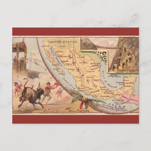 Vintage Mexico Map Briefkaart (Voorkant)