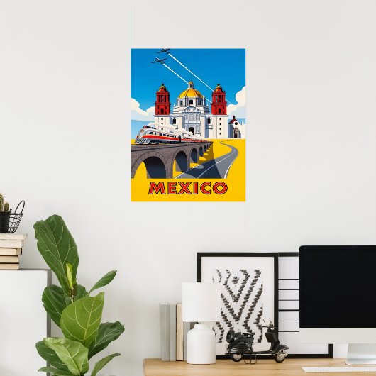 Vintage Mexico travel Poster (Thuiskantoor)