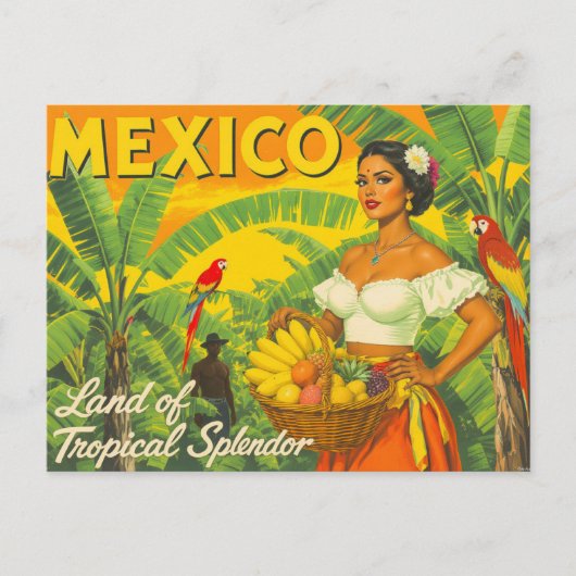 Vintage Mexico Tropical Travel Briefkaart (Voorkant)