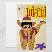 Vintage Miami Beach Briefpapier (Voorkant / Achterkant)