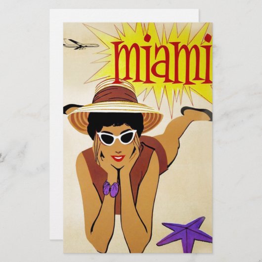 Vintage Miami Beach Briefpapier (Voorkant / Achterkant)