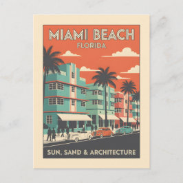 Vintage Miami Beach Florida Art Deco Reis Briefkaart
