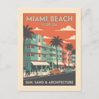 Vintage Miami Beach Florida Art Deco Reis Briefkaart