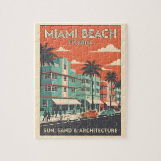 Vintage Miami Beach Florida Art Deco Travel Legpuzzel