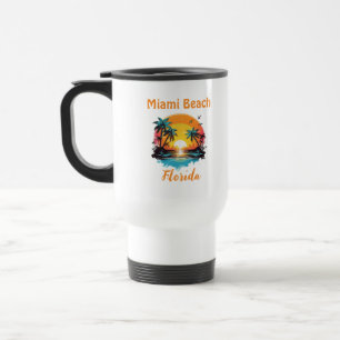 Vintage Miami Beach Zonsondergang Reisavontuur Reisbeker