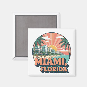 Vintage Miami Florida jaren 80 Kunst Reislogo Magneet