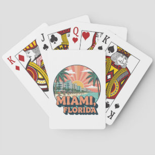 Vintage Miami Florida jaren 80 Kunst Reislogo Pokerkaarten