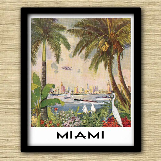 Vintage Miami Florida Reis en Toerisme Poster