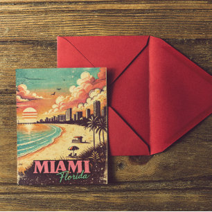 Vintage Miami Florida Reisillustratie Briefkaart