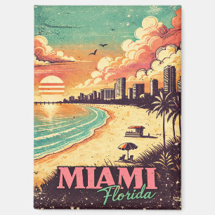 Vintage Miami Florida Reisillustratie Magneet
