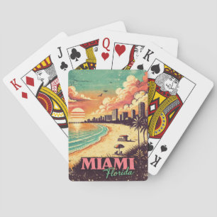 Vintage Miami Florida Reisillustratie Pokerkaarten