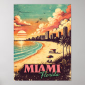 Vintage Miami Florida Reisillustratie Poster (Voorkant)