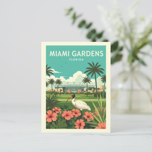 Vintage Miami Gardens Florida Briefkaart (Staand voorkant)
